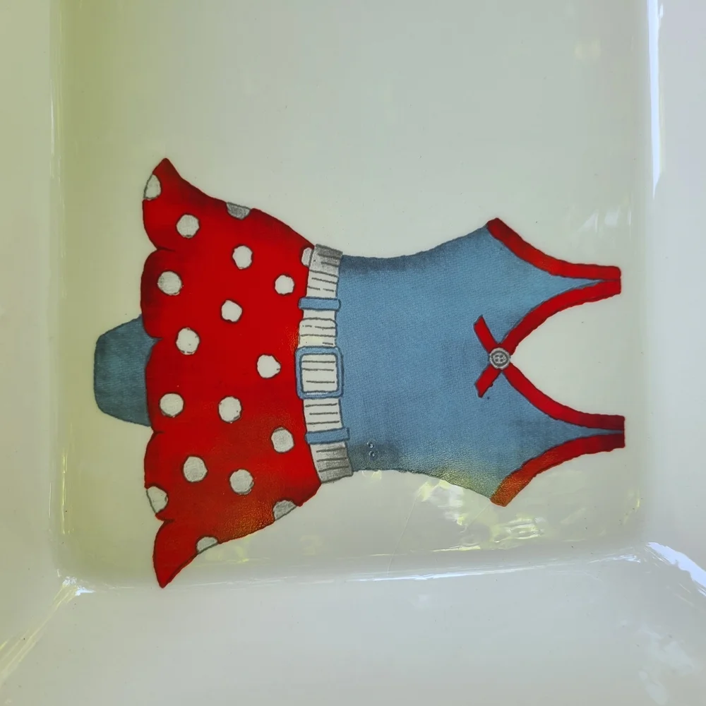 Creative Co-Op Red‎ and Blue Underwear Accessories Nautical Decor Dish